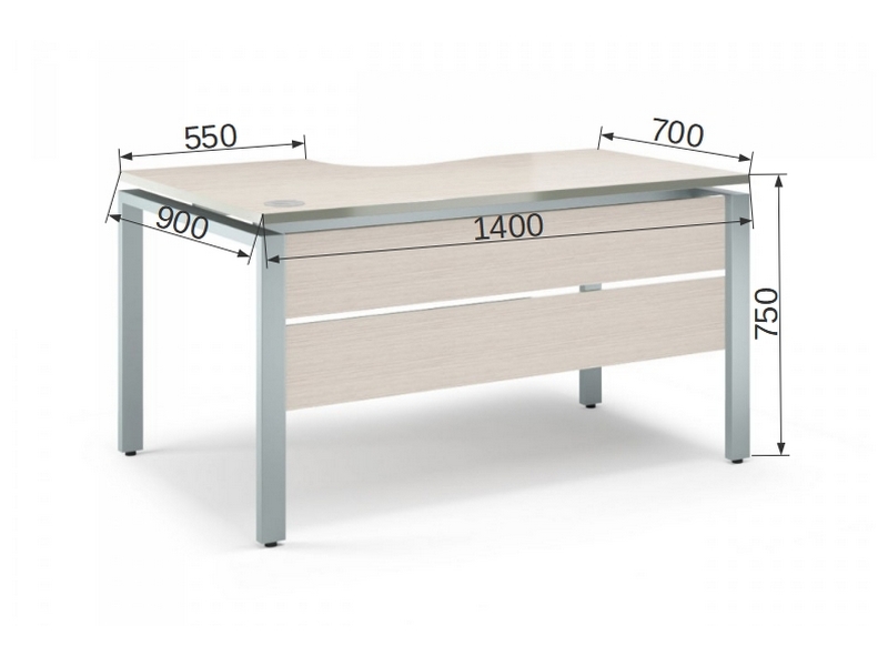 Мебель для персонала на металлокаркасе VITA-M V-1.5.2М-L Стол эргономичный с царгой лев.