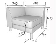 Диван для офиса Эволюшн EVO-С Секция угловая (Экокожа Oregon)