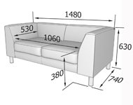 Диван для офиса Эволюшн EVO2-2 Диван двухместный (Экокожа Oregon)