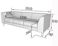 Диван для офиса Эволюшн EVO3-2 Диван трехместный (Экокожа Domus)