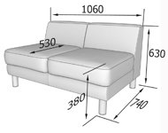 Диван для офиса Эволюшн EVO2 Секция двухместная (Экокожа Domus)