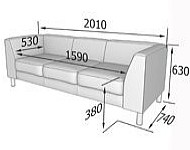 Диван для офиса Эволюшн EVO3-2 Диван трехместный (Экокожа Ecotex)