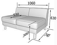 Диван для офиса Эволюшн EVO2 Секция двухместная (Экокожа Ecotex)